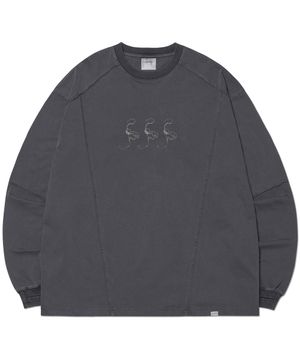 SLASH LONG SLEEVE TEE - CHARCOAL