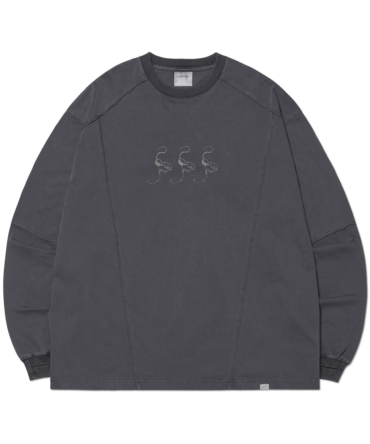 노매뉴얼(NOMANUAL) SLASH LONG SLEEVE TEE - CHARCOAL
