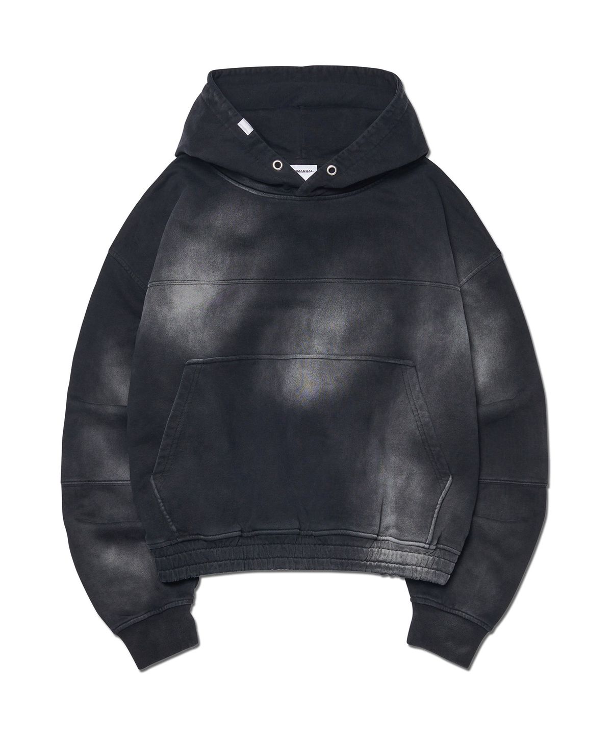 노매뉴얼(NOMANUAL) STAIN WASHED HOODIE - WASHED BLACK