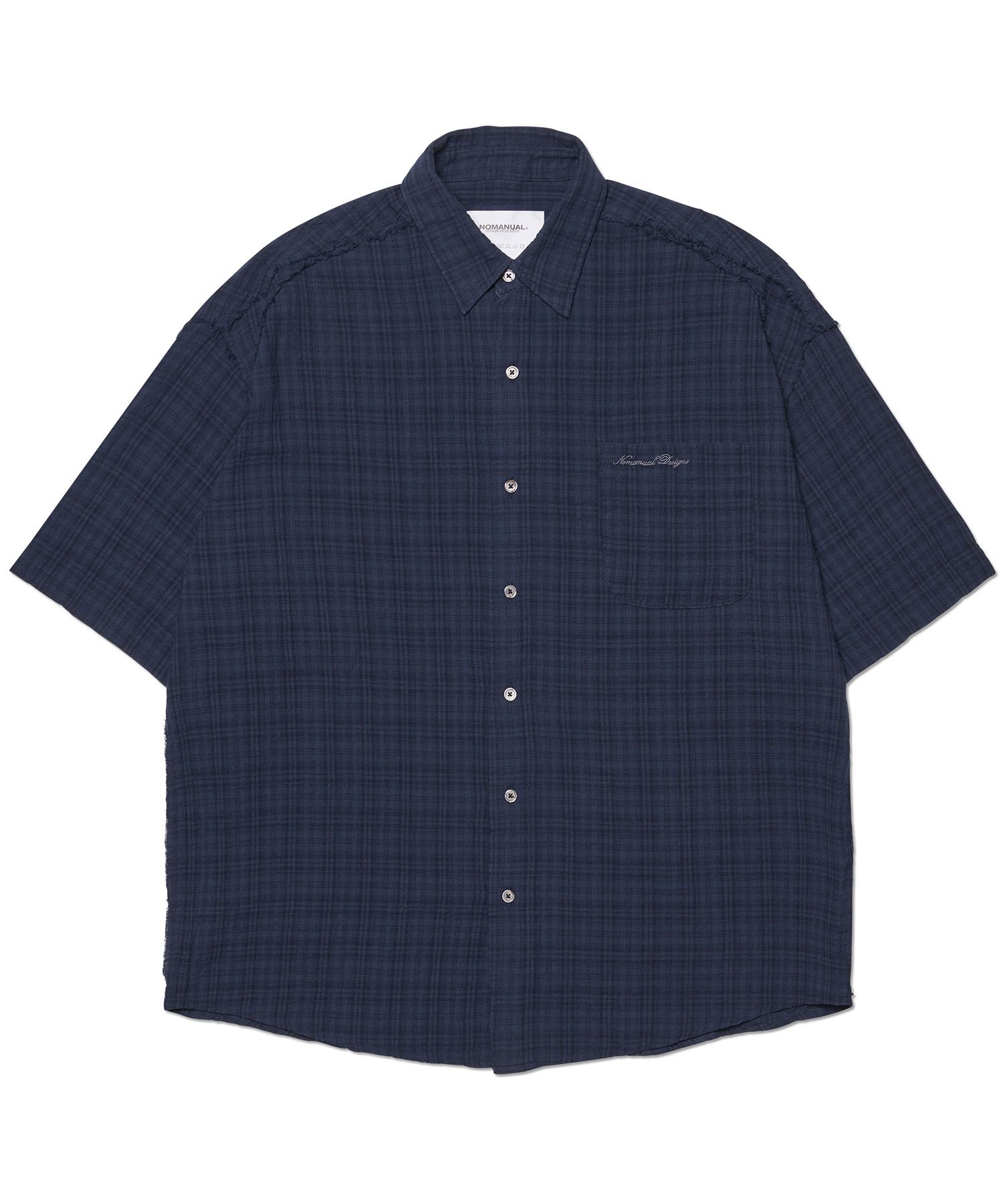 【NOMANUAL】25ss RAW EDGE H.S SHIRT MUSINSA | NOMANUAL RAW EDGE H.S SHIRT - DARK NAVY