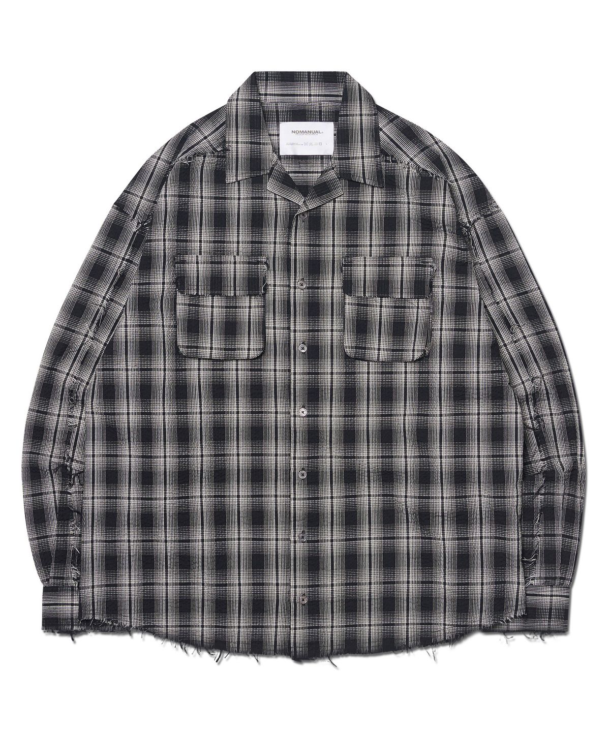 노매뉴얼(NOMANUAL) SEERSUCKER CHECK SHIRTS - BLACK