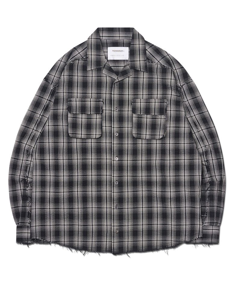SEERSUCKER CHECK SHIRTS - BLACK
