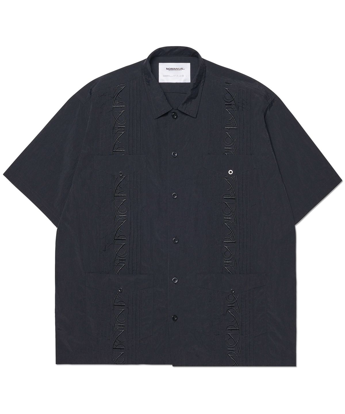 노매뉴얼(NOMANUAL) NM GUAYABERA HALF SLEEVE SHIRT - BLACK