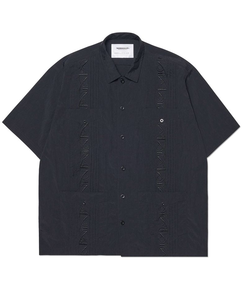 NM GUAYABERA HALF SLEEVE SHIRT - BLACK
