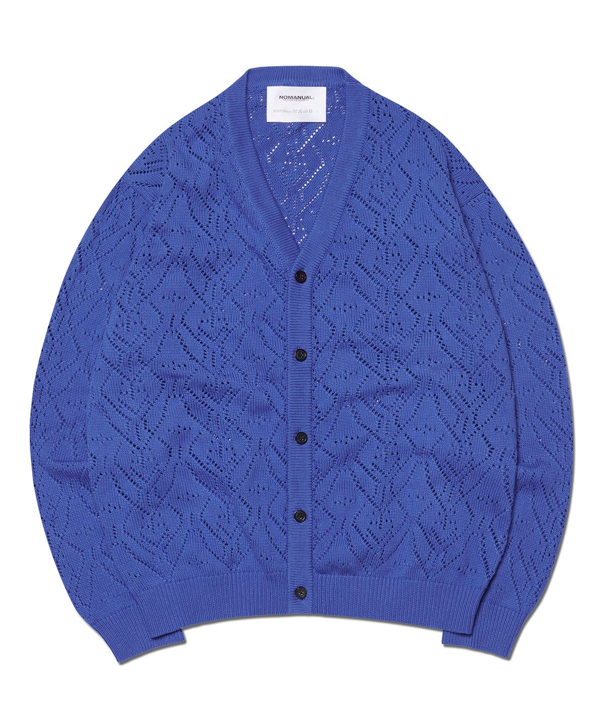 노매뉴얼(NOMANUAL) T.B PUNCHING KNIT CARDIGAN - LIGHT NAVY