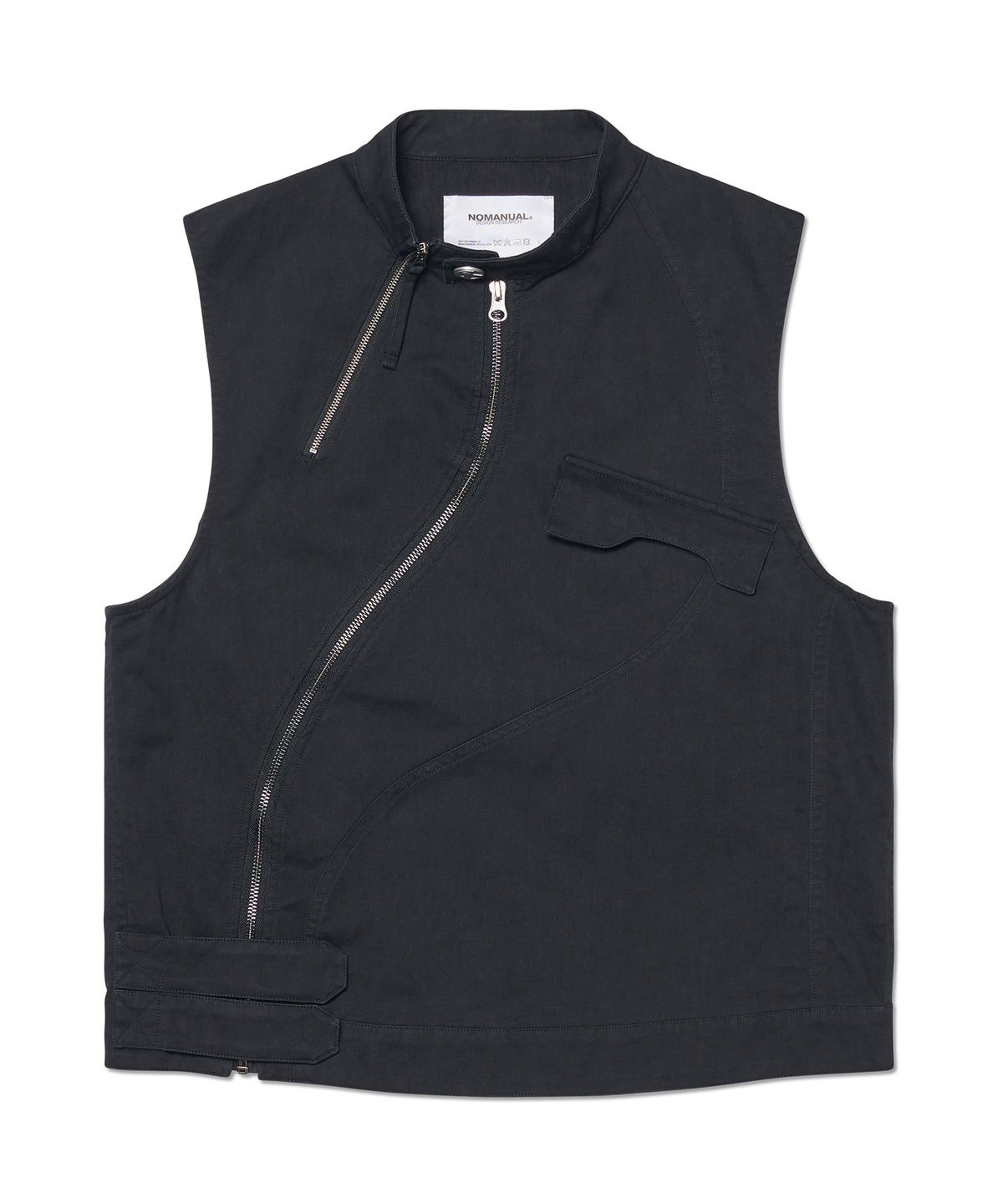 노매뉴얼(NOMANUAL) CURVED VEST - WASHED BLACK
