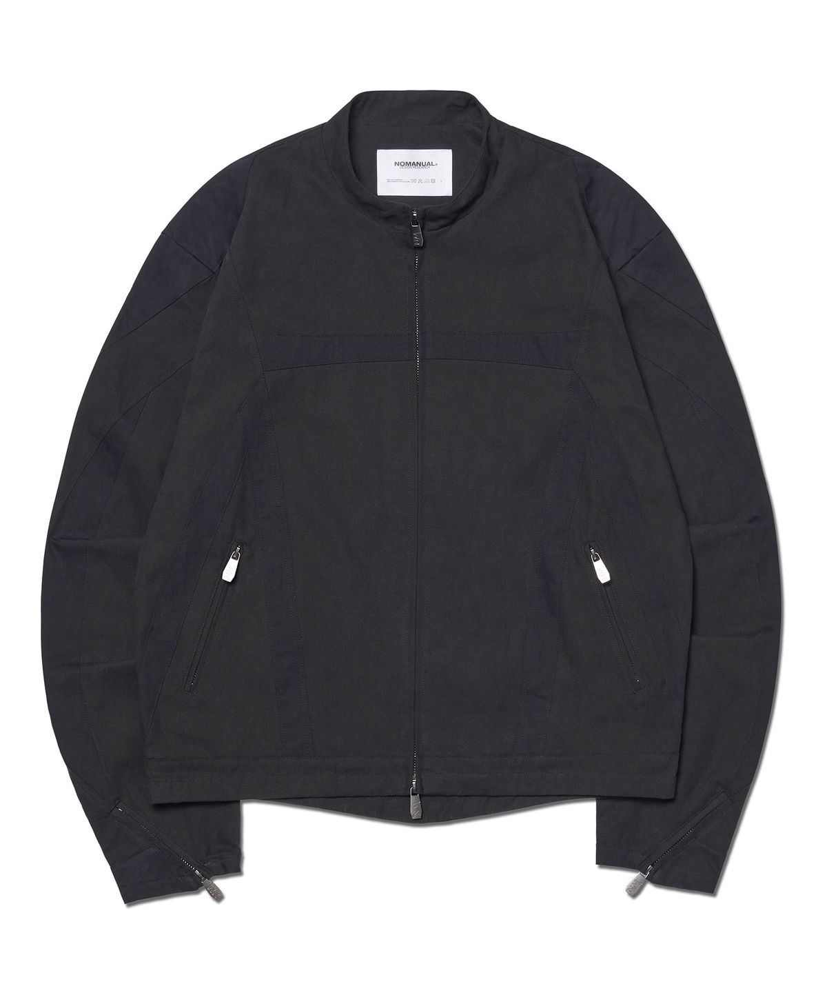 노매뉴얼(NOMANUAL) MULTI LINE MOTO JACKET - BLACK