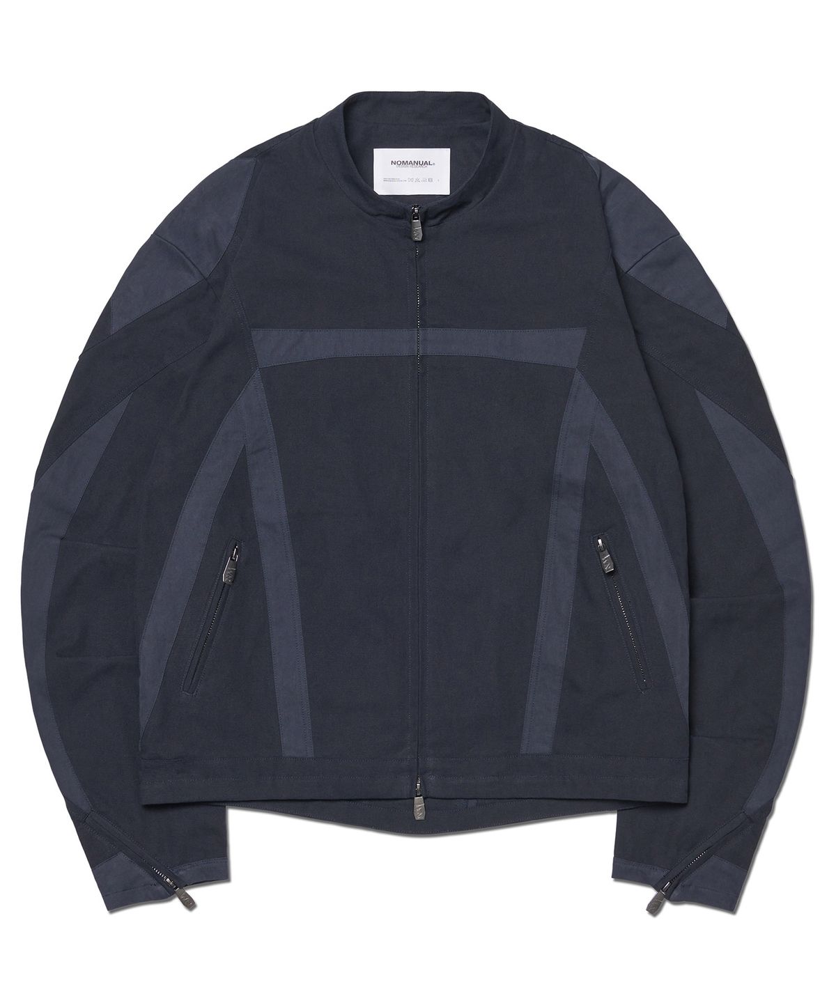 노매뉴얼(NOMANUAL) MULTI LINE MOTO JACKET - DARK NAVY