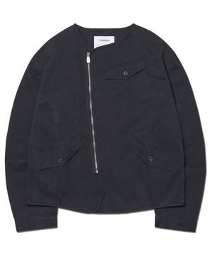 COLLARLESS JACKET - WASHED BLACK