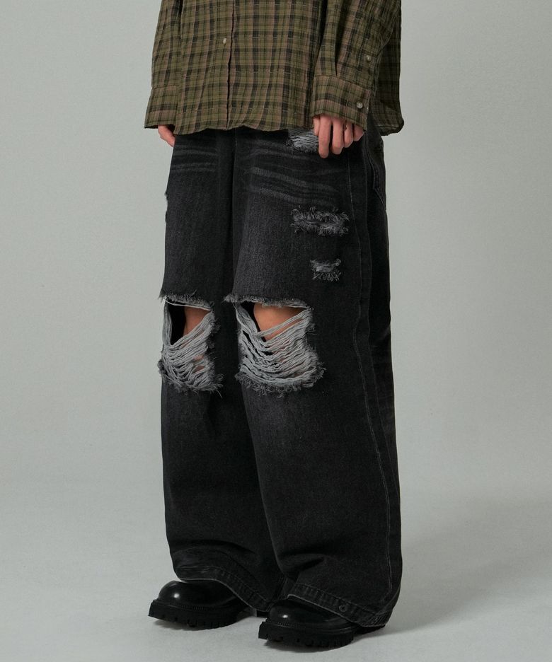 Solar Damage Maxi Denim Pants Black