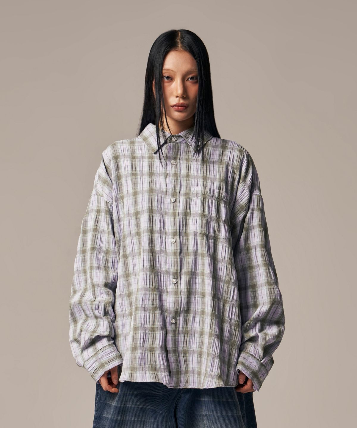 아이돈워너셀(IDWS) Terrace Check Shirt Lavender