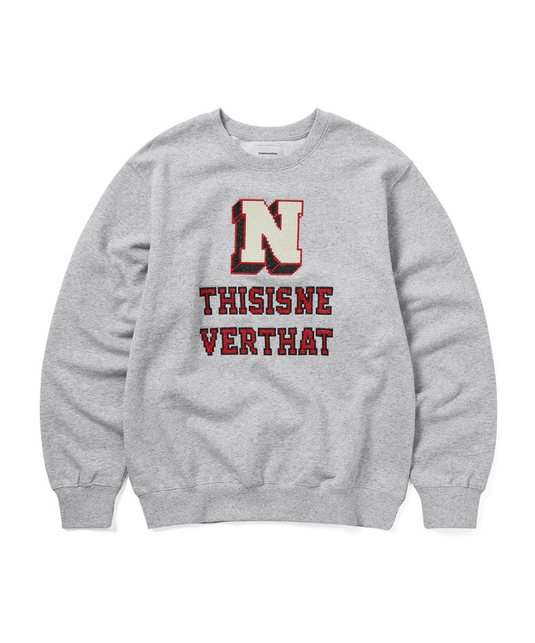 Cross Stitched Crewneck Heather Grey