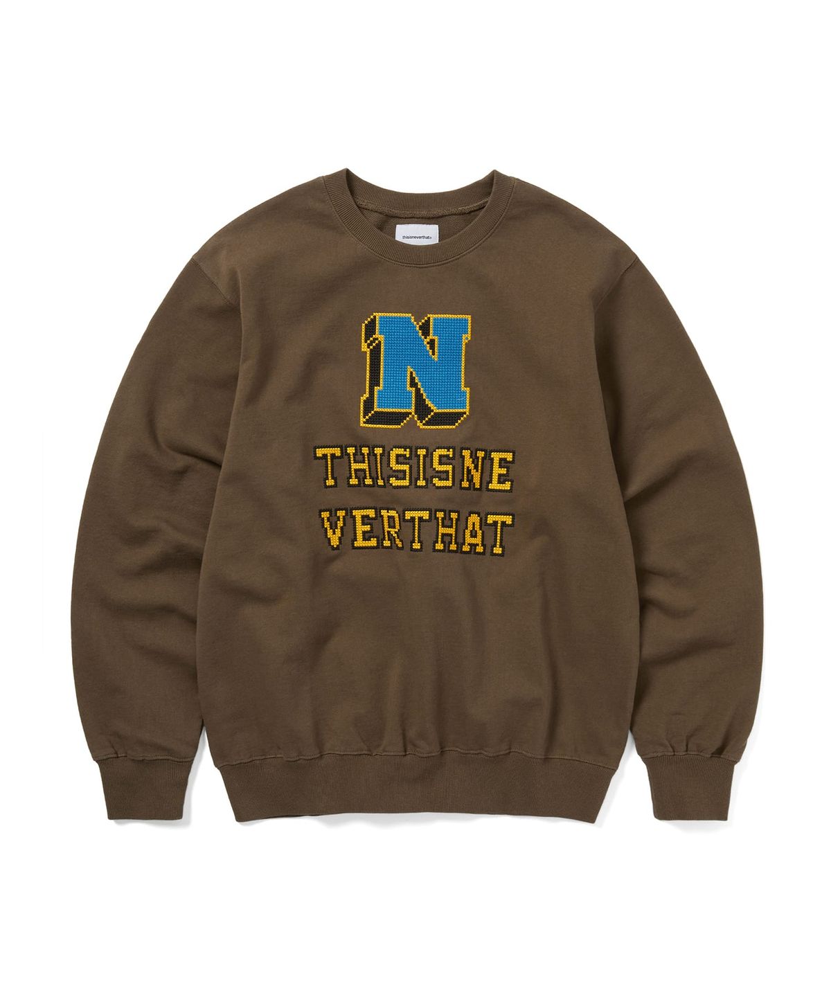 디스이즈네버댓(THISISNEVERTHAT) Cross Stitched Crewneck Brown