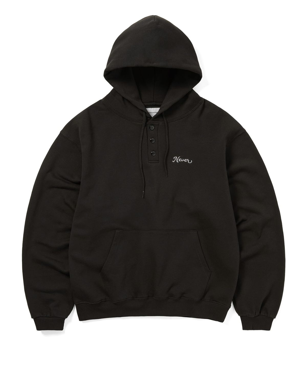 디스이즈네버댓(THISISNEVERTHAT) Quarter Button Hoodie Off Black