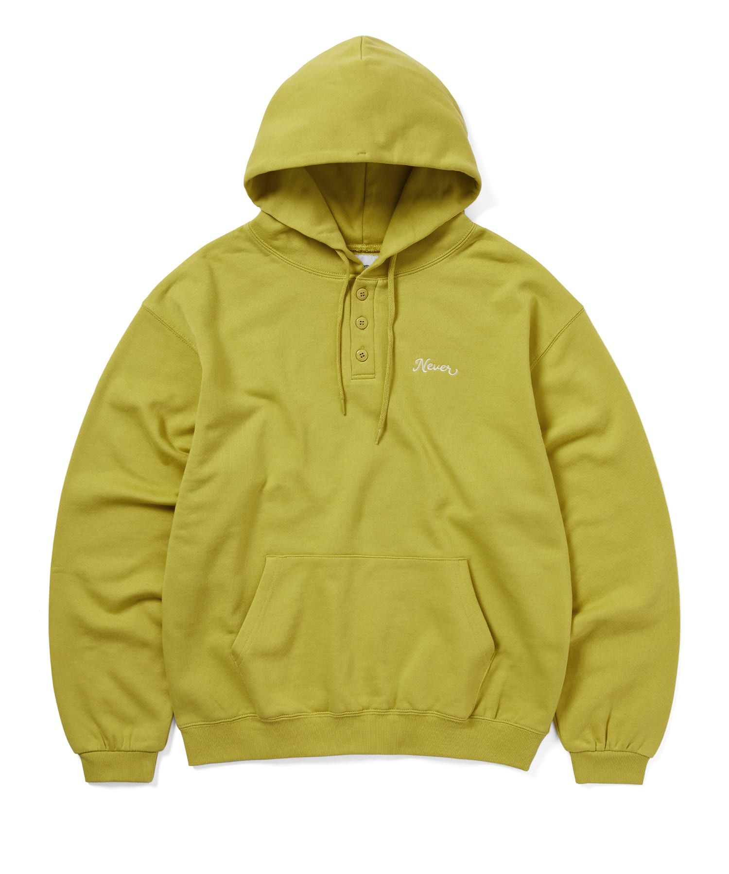 【THISISNEVERTHAT】Quarter Button Hoodie Lime Green MUSINSA | thisisneverthat® Quarter Button Hoodie Lime Green