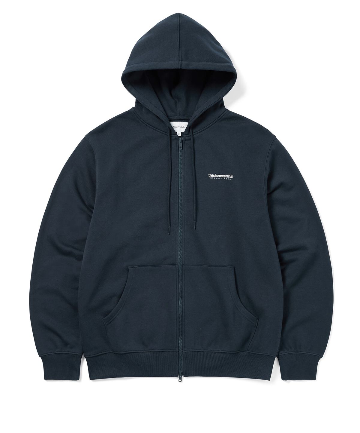 디스이즈네버댓(THISISNEVERTHAT) INTL. Logo Zip Up Hoodie Navy
