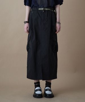 CN 페이디드 H라인 카고 스커트 블랙_FR2WS71F