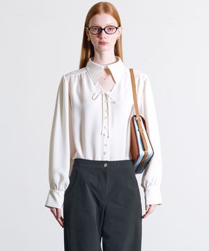 넥 오픈 블라우스_아이보리