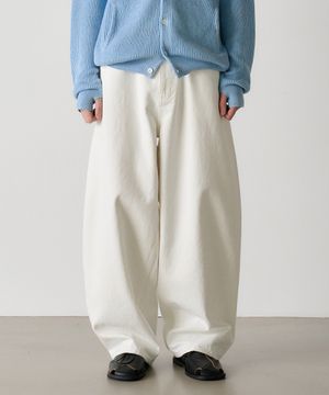 wide curved denim pants (white)
