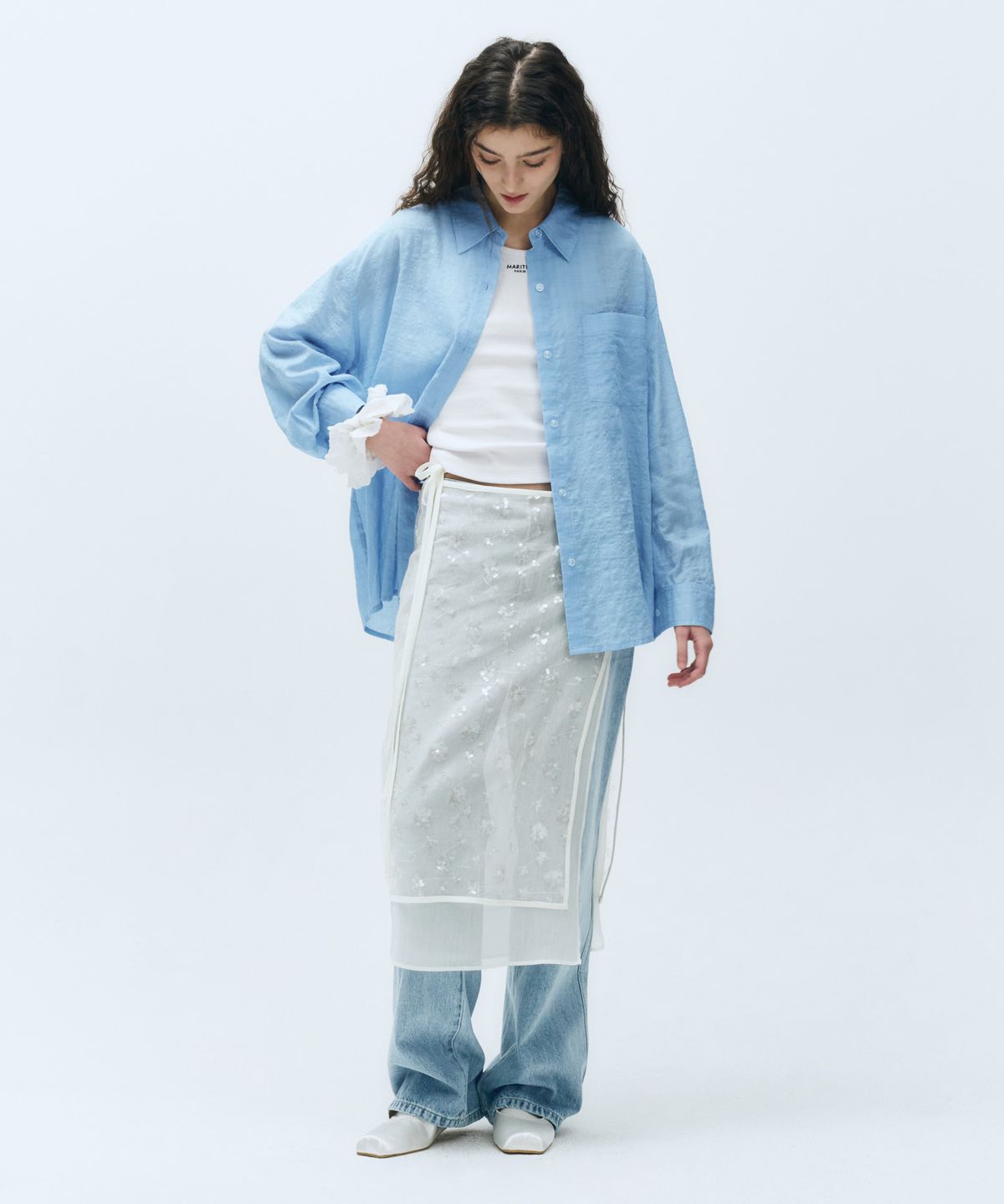 마리떼 프랑소와 저버(MARITHÉ + FRANҪOIS GIRBAUD) W LAYERED SKIRT ivory