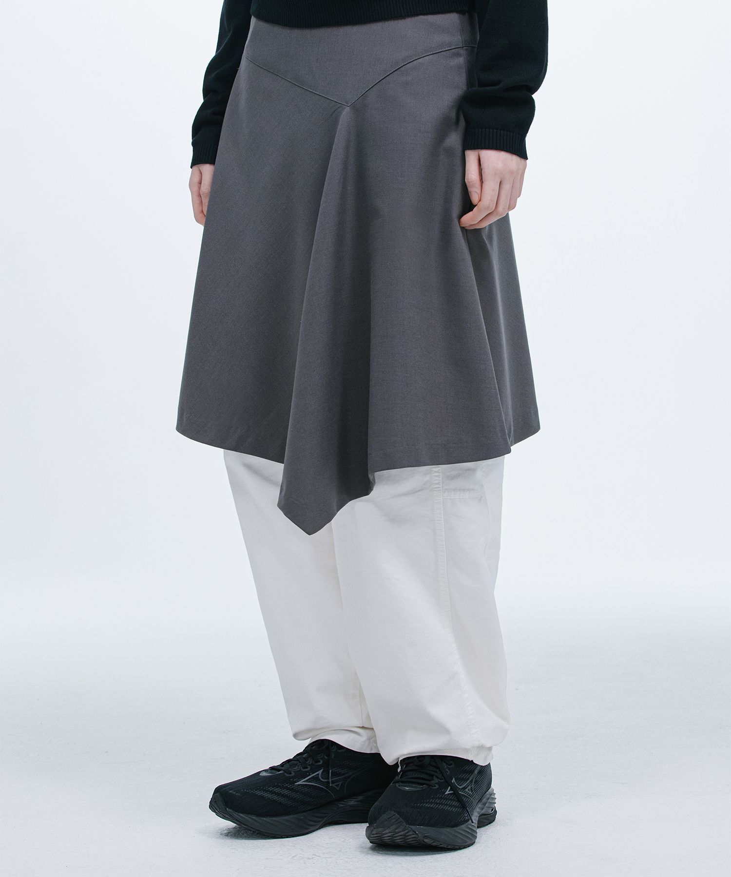 【OHESHIO】25ss ASYMMETRIC FLARE SKIRT MUSINSA | OHESHIO ASYMMETRIC FLARE SKIRT, CHARCOAL