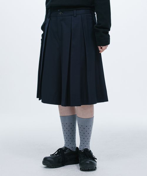 오헤시오(OHESHIO) PLEATS SKIRT MIDI PANTS, NAVY - 사이즈 & 후기