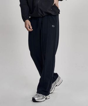 투턱 와이드 스웨트 팬츠 - Black