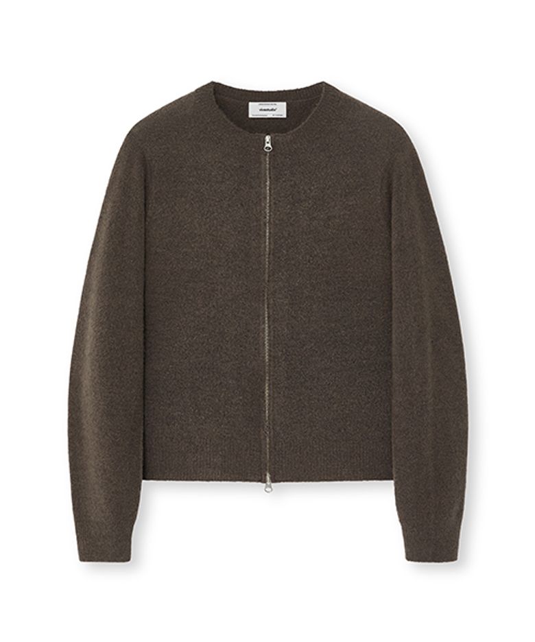 VESPER LOGO KNIT ZIP-UP [BROWN]