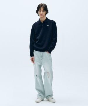 M DAMAGED WASHING DENIM PANTS light blue