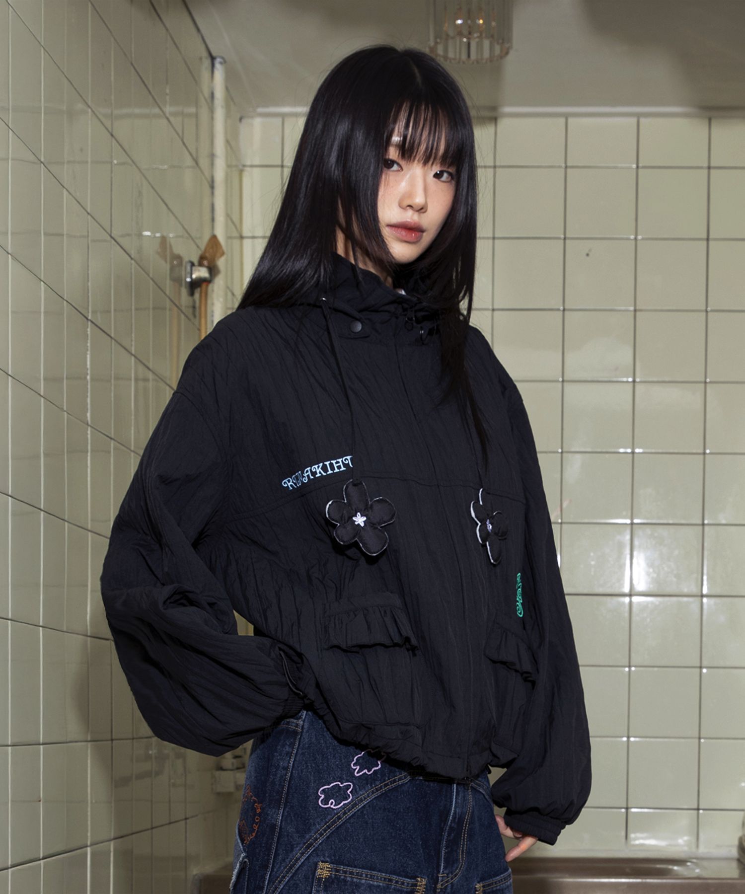 MUSINSA公式 | RuNaKiHu WXJ017 Lucky Flower Frill Windbreaker