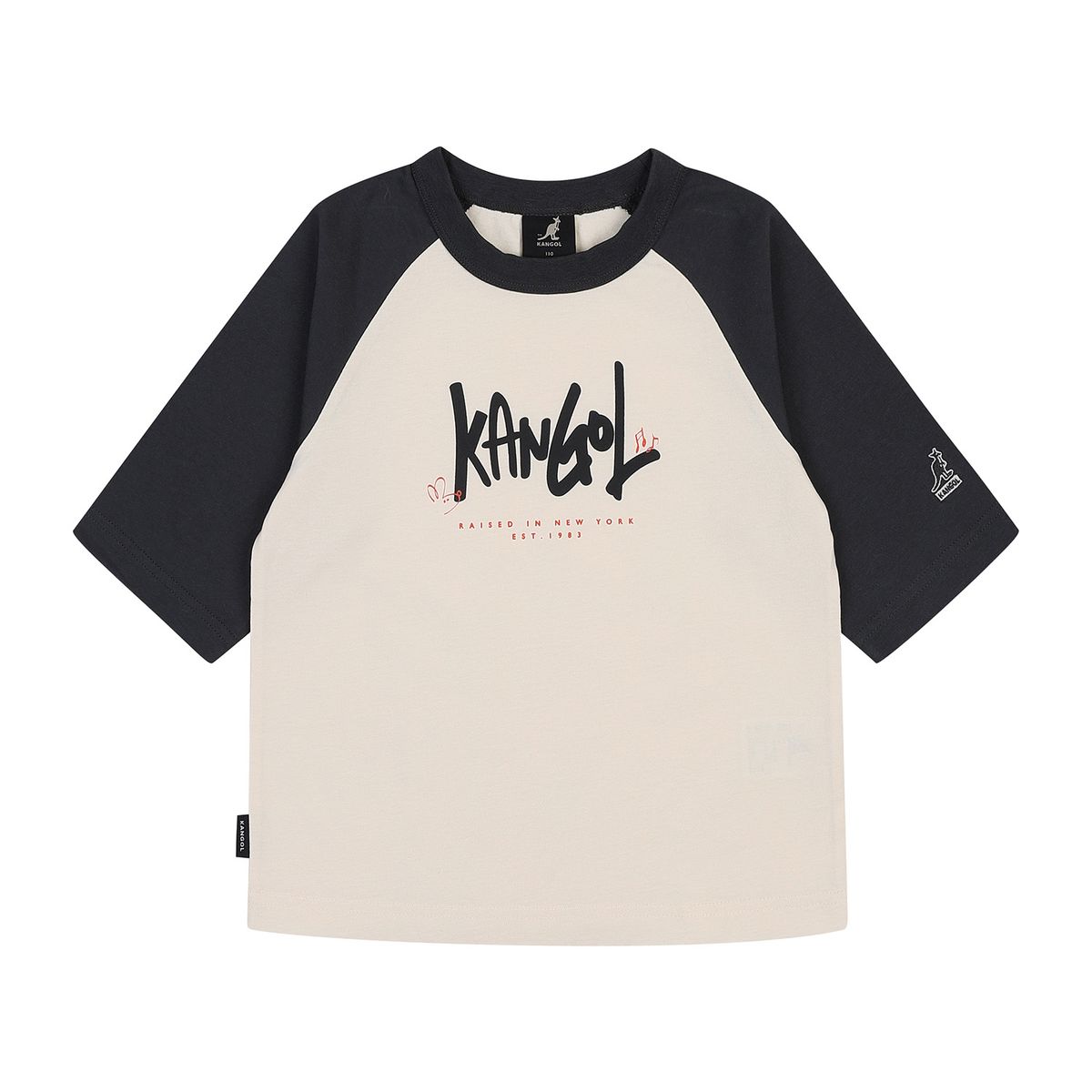 캉골키즈(KANGOL KIDS) 3/4슬리브 컬러 블록 라글란 티셔츠 RA 0203 차콜