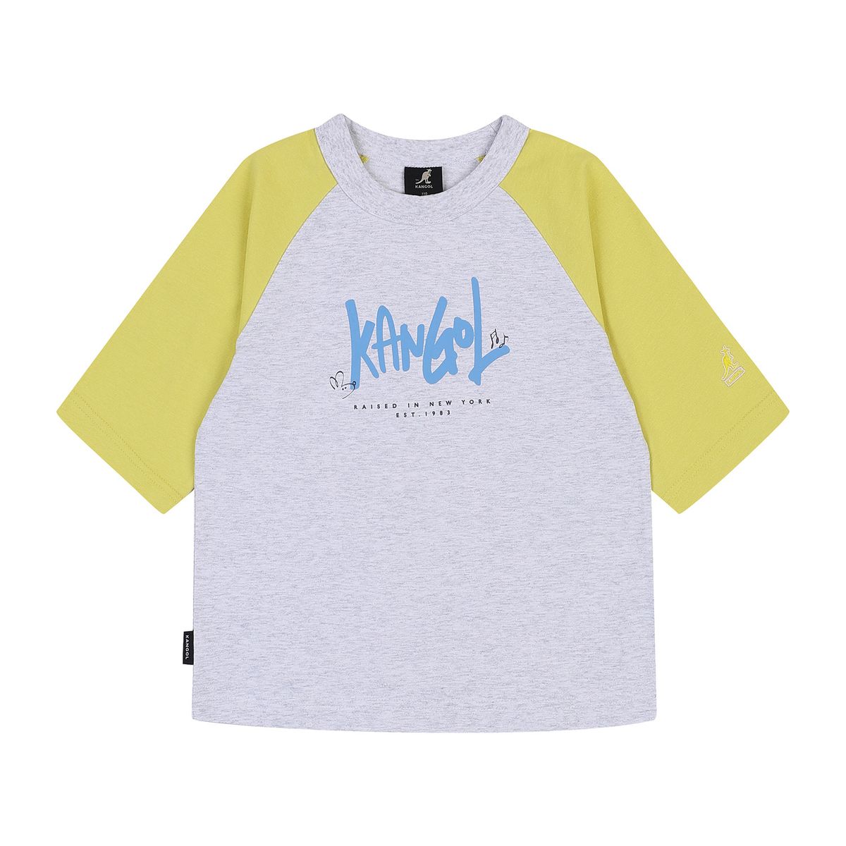 캉골키즈(KANGOL KIDS) 3/4슬리브 컬러 블록 라글란 티셔츠 RA 0203 라임