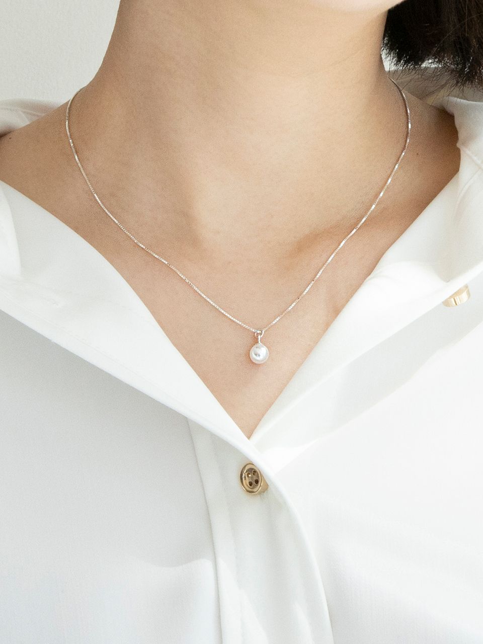 MUSINSA | PRIMAUTE [Silver 925] Pearl Necklace
