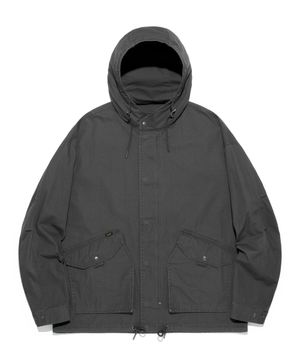 숏 피쉬 테일 후드 점퍼 차콜