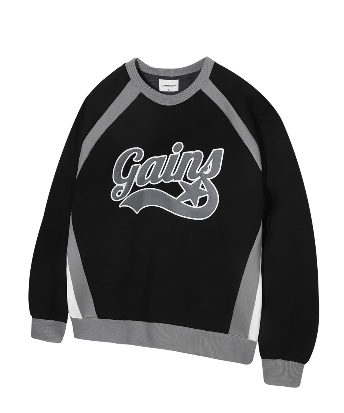 게인스보로(GAINSBORO) 아플리케 스타로고 맨투맨_블랙