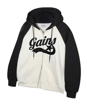 아플리케 스타로고 래글런 후드집업_블랙