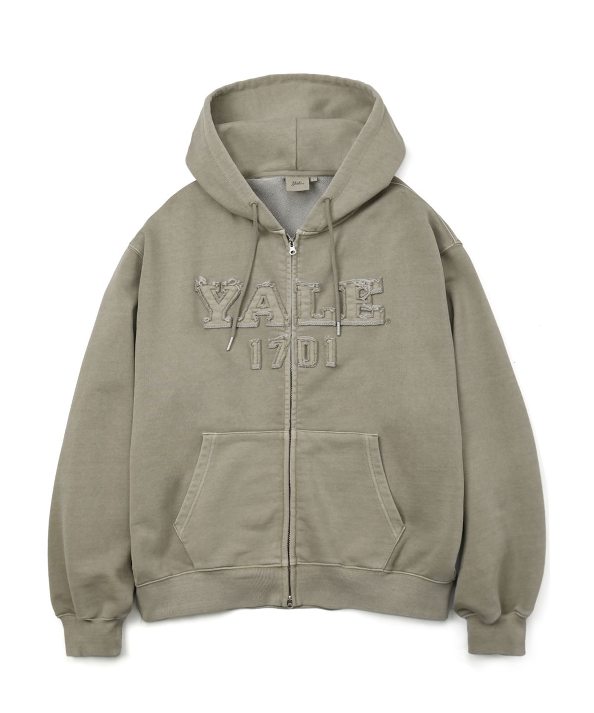 예일(YALE) 피그먼트 아플리케 후드집업_베이지