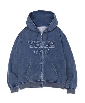 피그먼트 아플리케 후드집업_네이비