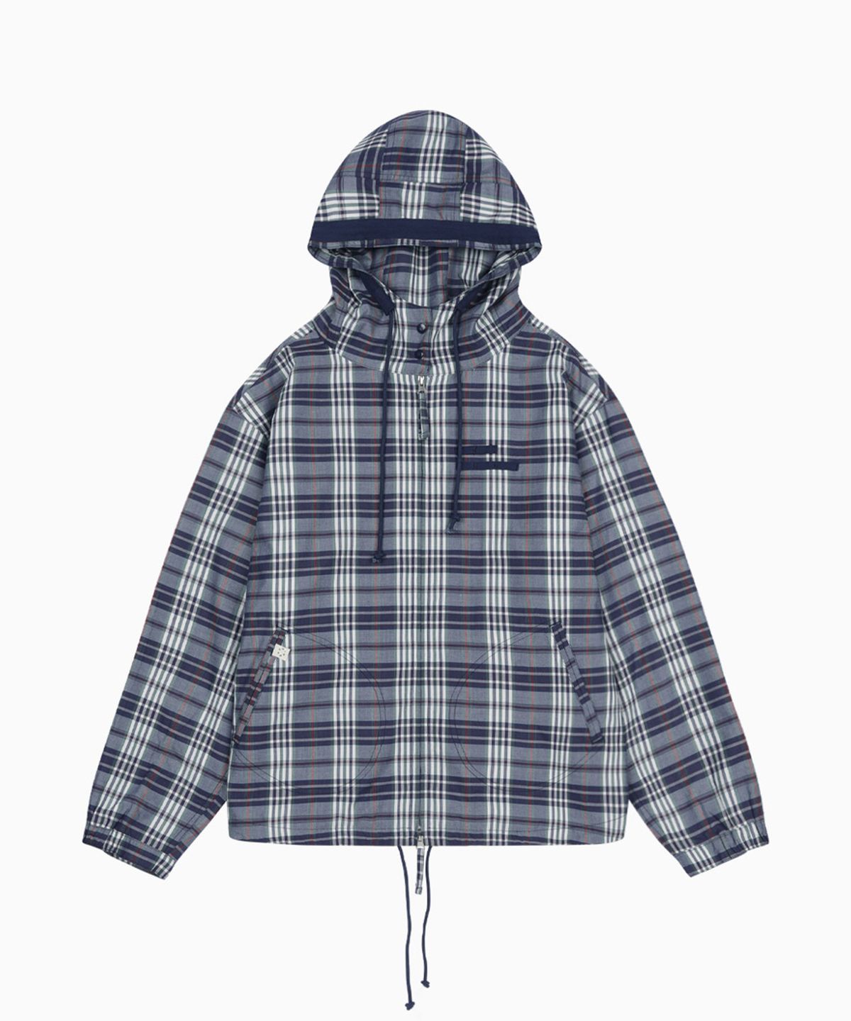 오헤시오(OHESHIO) SHIRT HOODED ZIP-UP, PURPLE CHECK