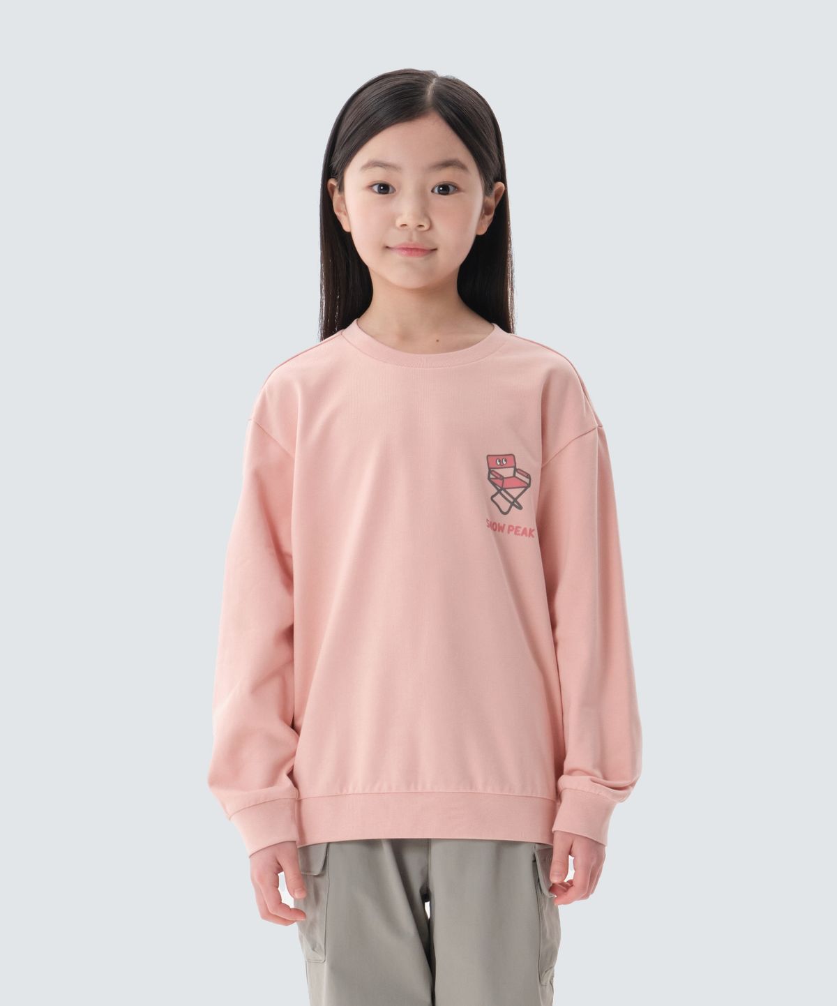 스노우피크 어패럴 키즈(SNOWPEAK APPAREL KIDS) 키즈 캠핑 맨투맨 (S25SKFHT80) Light Pink