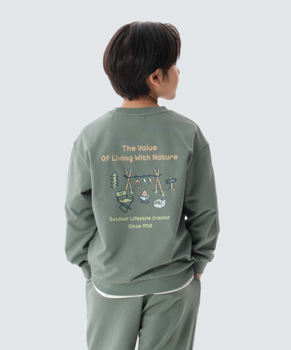 스노우피크 어패럴 키즈(SNOWPEAK APPAREL KIDS) 키즈 캠핑 맨투맨 (S25SKFHT80) Mint