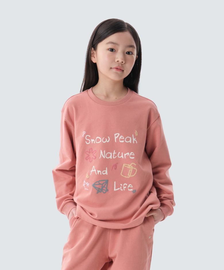 키즈 두들 그래픽 긴팔 티셔츠 (S25SKFTL80) Coral