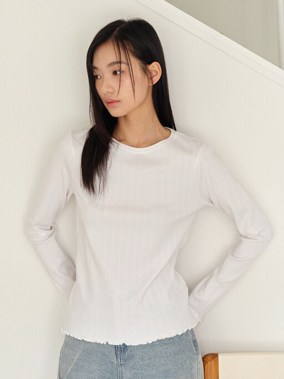 폴햄(POLHAM) 여성) 플리츠 립 긴팔티_PHF2TS2410