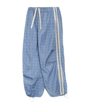 라인 포인트 핀턱 트랙팬츠_블루(체크)
