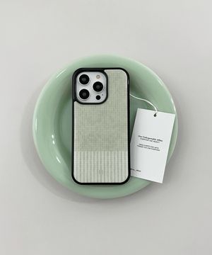 [아이폰17][+맥세이프][+갤럭시S26]Green striped knit 에폭시 블랙 범퍼 케이스