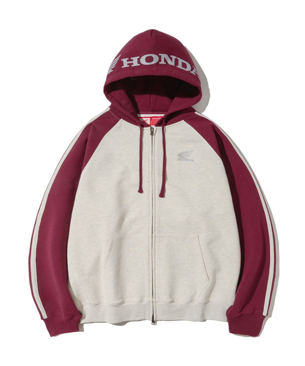 혼다 모터사이클(HONDA MOTORCYCLE) Honda Point logo Raglan Hoodie Zip-up_Oatmeal