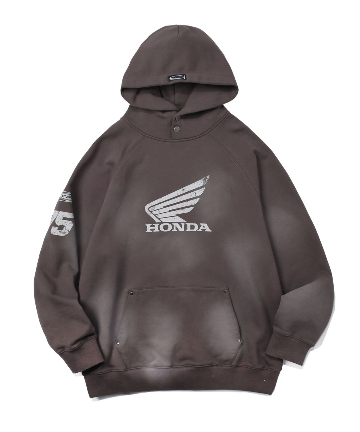 핍스 모터사이클(PHYPS MOTORCYCLE) Honda Damage Washing Hoodie_Charcoal