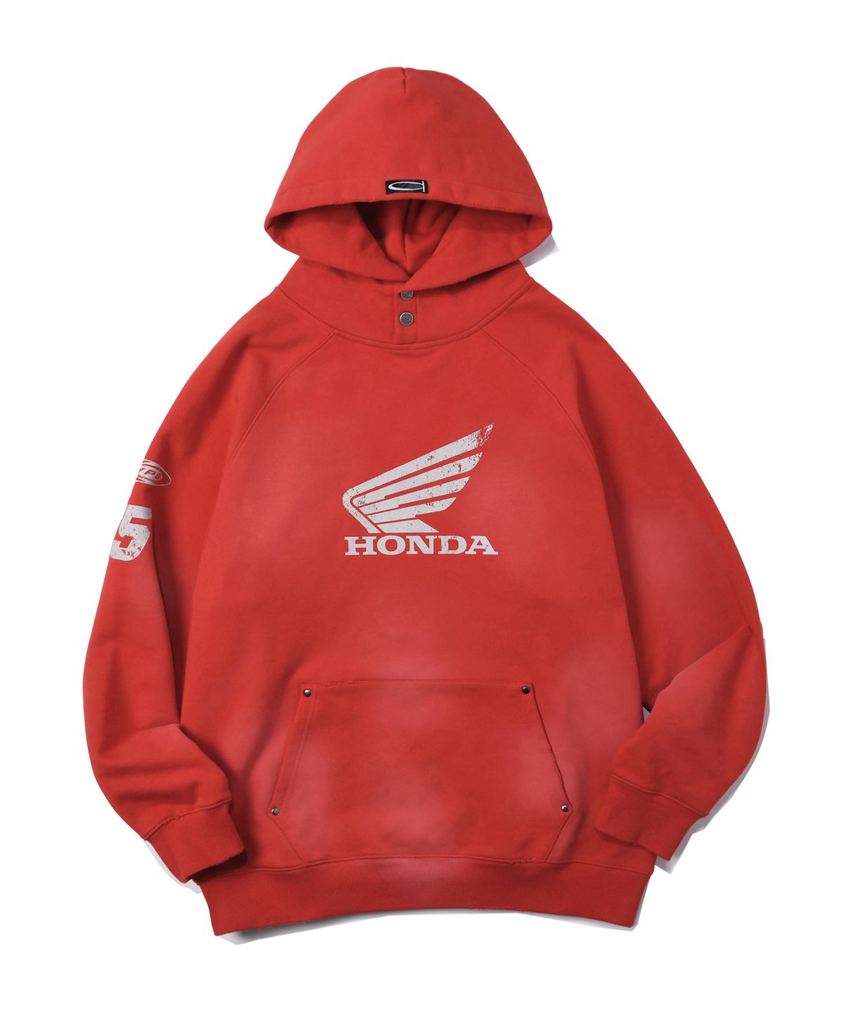 핍스 모터사이클(PHYPS MOTORCYCLE) Honda Damage Washing Hoodie_Red