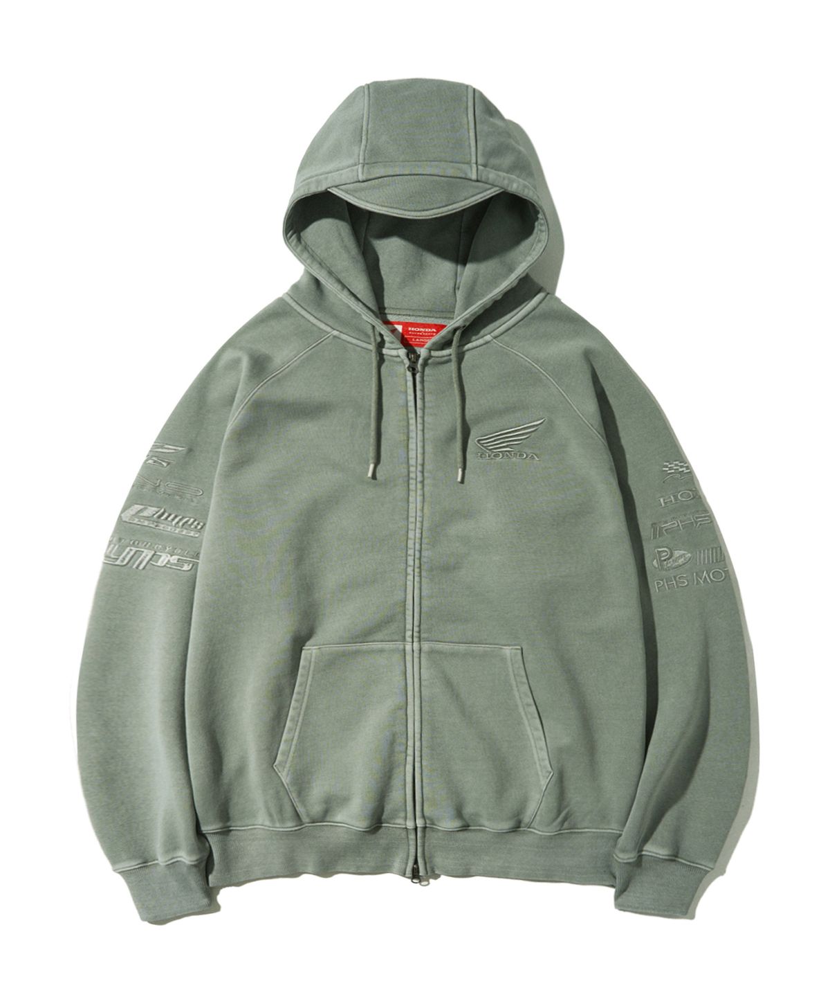 핍스 모터사이클(PHYPS MOTORCYCLE) Honda Racing Hoodie Cap Zip-up_Khaki
