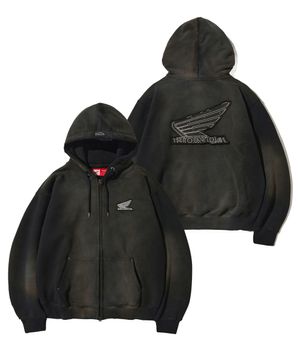 Honda Stud Wing Washing Hoodie Zip-up_Black